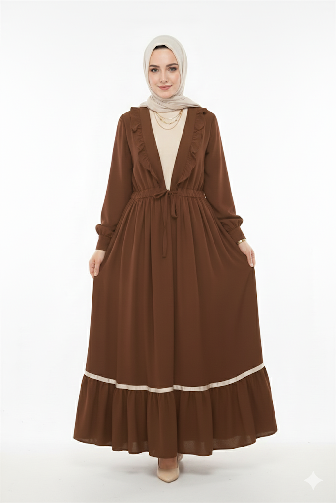 Taghreed Abaya Yazlık Resmi (Kahverengi / Bej)