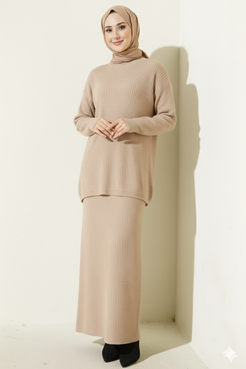 Ceyda Triko Takım (bej)