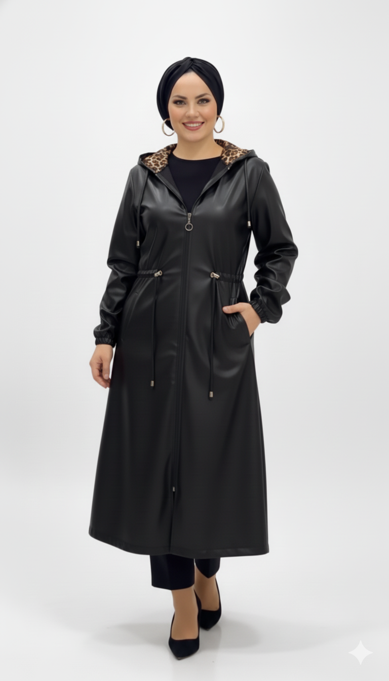 Kholoud deri ceket (siyah)