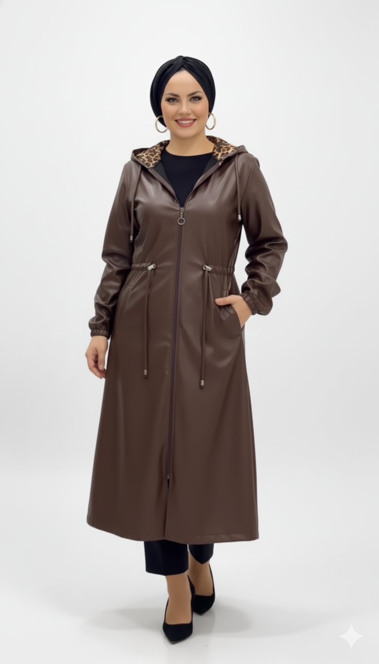 Kholoud deri ceket (kahverengi)