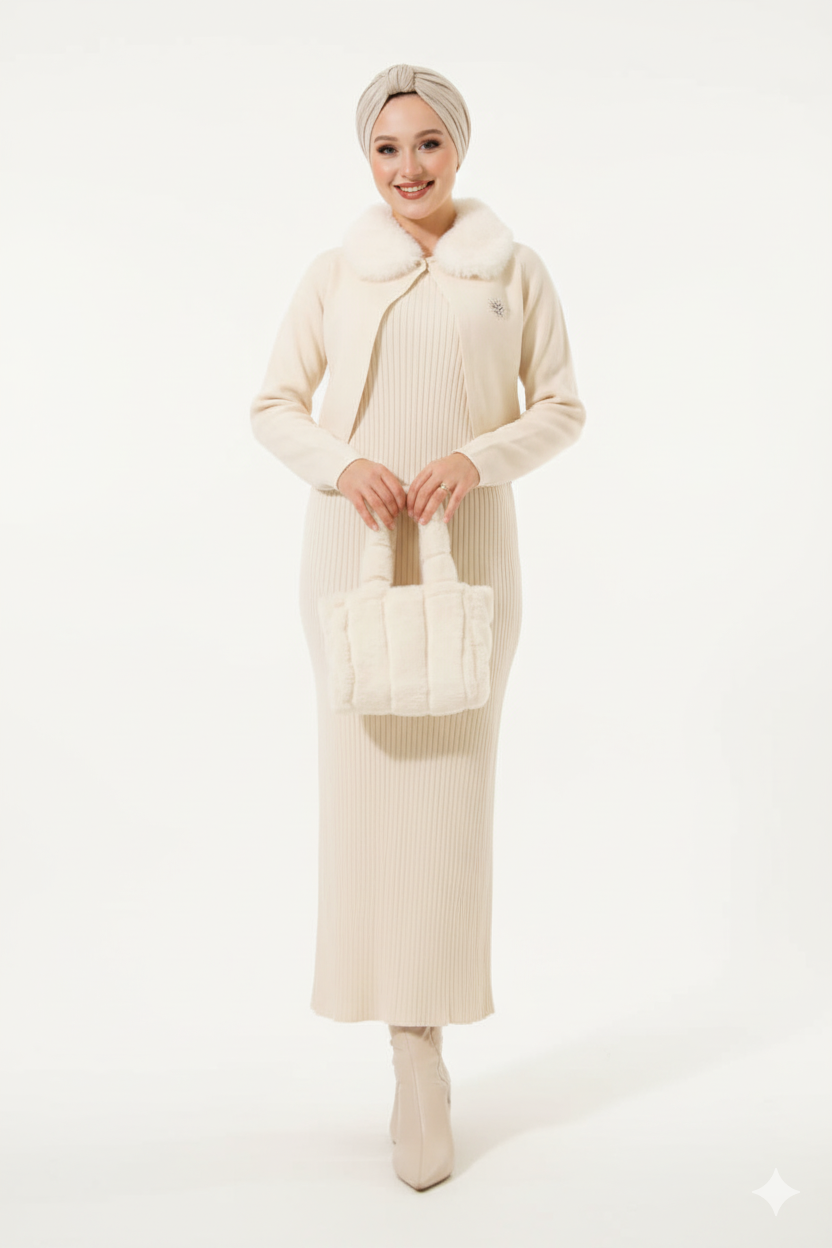 Ilayda Triko Takımı (Krem)
