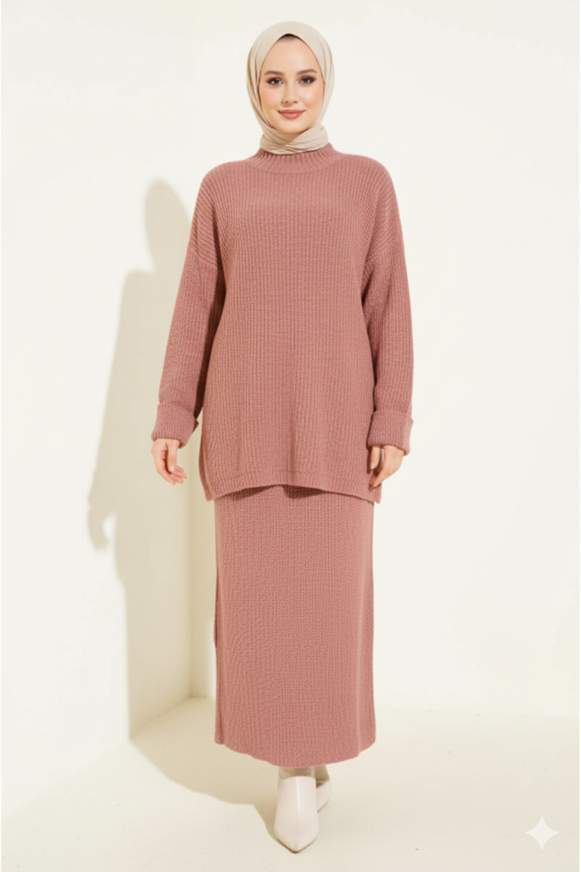 Ceyda Triko Takım (Pembe)