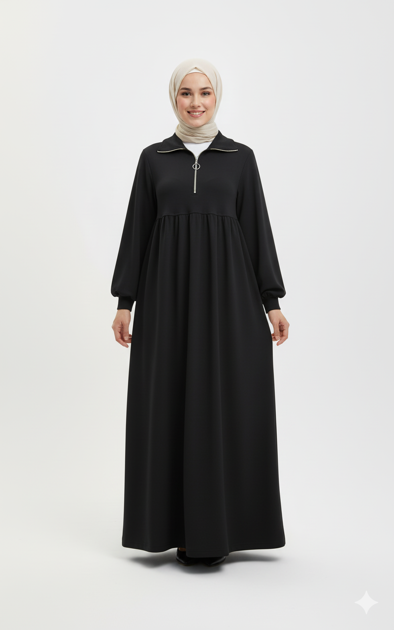 Haneen Sonbahar Elbisesi (Siyah)