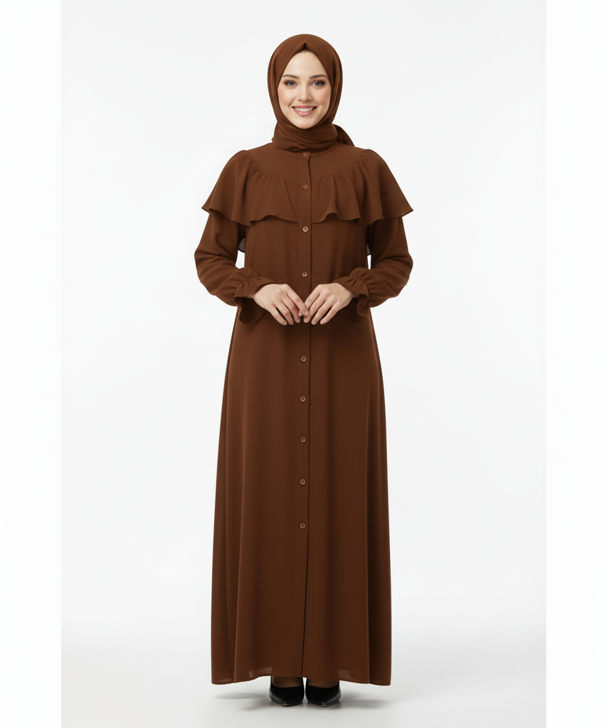 Kahverengi renk Khawla abaya
