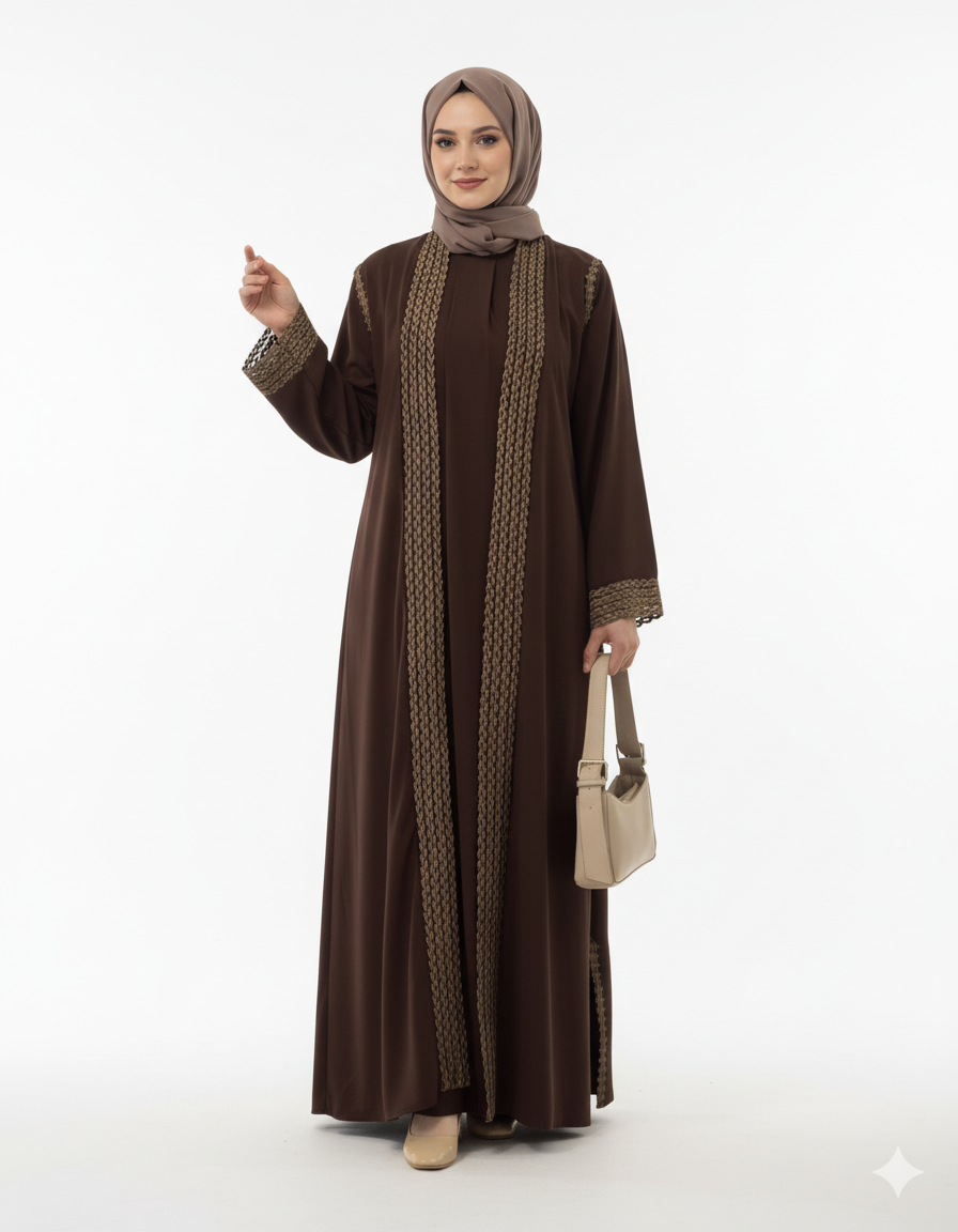 Nawaaem Abaya Takımı (Kahverengi)