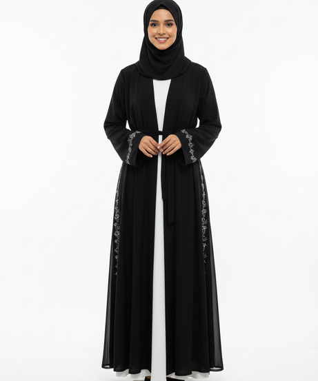 Lilas" Yazlık Resmi Abaya Takımı (Siyah)